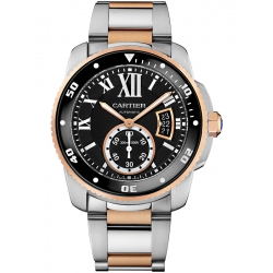Calibre de Cartier Diver 18K Pink Gold Steel Watch W7100054