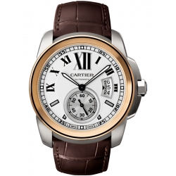 W7100039 Calibre de Cartier 18K Pink Gold Steel Leather Watch