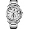 W7100015 Calibre de Cartier Silver Dial Steel Bracelet Watch