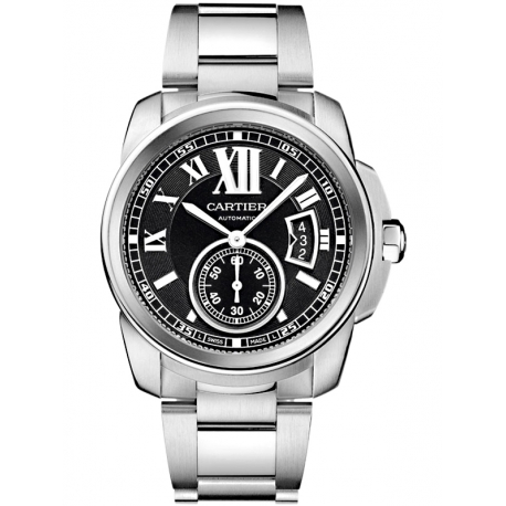 W7100016 Calibre de Cartier Black Dial Steel Bracelet Watch