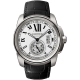 Calibre de Cartier Silver Dial Leather Strap Watch W7100037