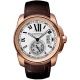 Calibre de Cartier 18K Pink Gold Case Leather Strap Watch W7100009