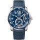 Calibre de Cartier Diver Steel Pink Gold Blue Rubber Watch W2CA0009