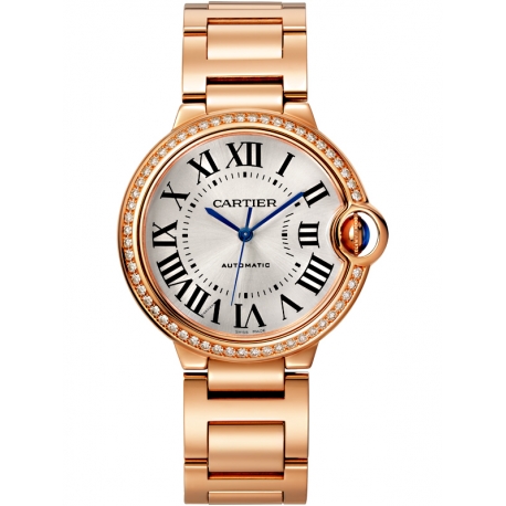 WJBB0037 Cartier Ballon Bleu 36 mm 18K Pink Gold Diamond Watch