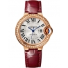 WJBB0033 Cartier Ballon Bleu 33mm Burgundy Leather Pink Gold Watch