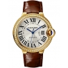 WJBB0041 Cartier Ballon Bleu 36mm Brown Leather Yellow Gold Watch