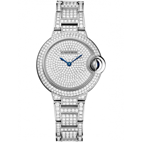HPI00562 Cartier Ballon Bleu 33 mm 18K White Gold Diamond Watch