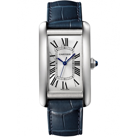 WSTA0018 Cartier Tank Americaine Large Steel Leather Strap Watch