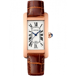 Cartier Tank Americaine Medium Pink Gold Leather Watch W2620030