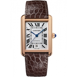 Cartier Tank Solo XL 18K Pink Gold Leather Strap Watch W5200026