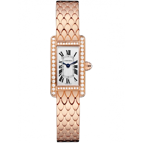 WB710012 Cartier Tank Americaine Mini Diamond Pink Gold Bracelet Watch