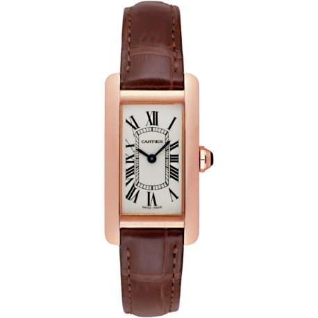 W2607456 Cartier Tank Americaine Small 18K Rose Gold Leather Watch