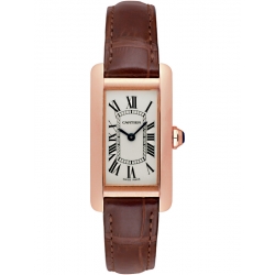 Cartier Tank Americaine Small Rose Gold Leather Watch W2607456