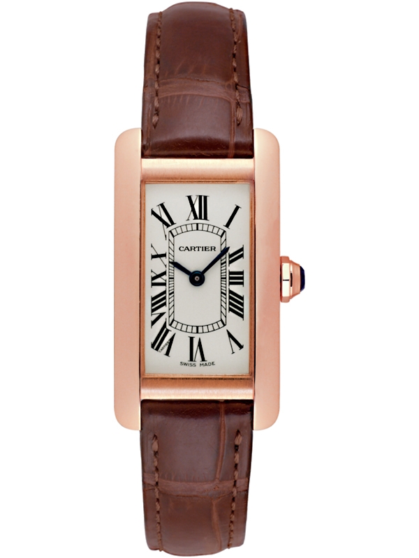 cartier tank rose gold leather strap