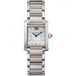 Cartier Tank Francaise Small Steel Pink Gold Watch WE110004