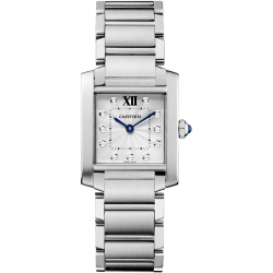 Cartier Tank Francaise Medium Diamond Dial Steel Watch WE110007