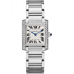 Cartier Tank Francaise Medium Diamond Steel Watch W4TA0009