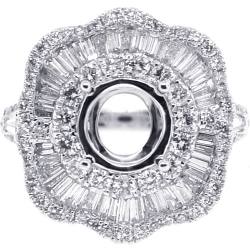 18K White Gold 2.14 ct Diamond Flower Setting Ring