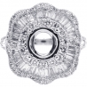Diamond Flower Semi Mount Setting Ring 18K White Gold 2.14 ct