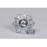 Diamond Flower Semi Mount Setting Ring 18K White Gold 2.14 ct