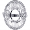 18K White Gold 4.15 ct Diamond Oval Semi Mount Setting Ring