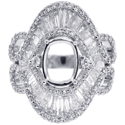 18K White Gold 2.62 ct Diamond Semi Mount Vintage Ring Setting