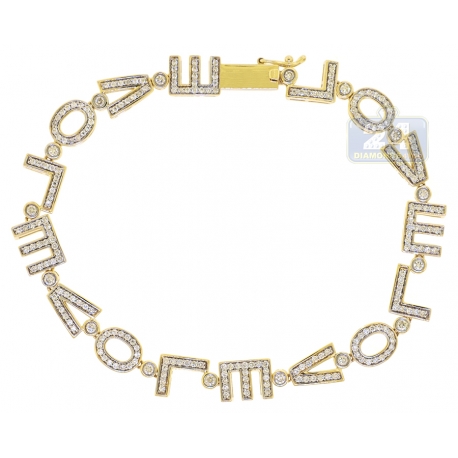 14K Yellow Gold 1.40 ct Diamond LOVE Word Womens Bracelet