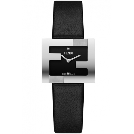 Fendi Fendimania FF Logo Bezel Black Dial Womens 24mm Watch