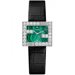 Fendi Fendimania 18K White Gold Malachite Dial Diamond Watch