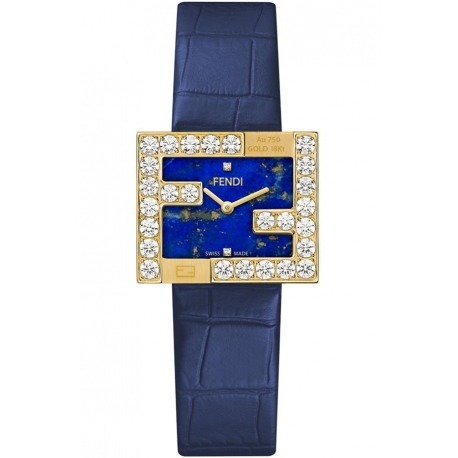 Fendi Fendimania 18K Yellow Gold Lapis Lazuli Dial Diamond Watch