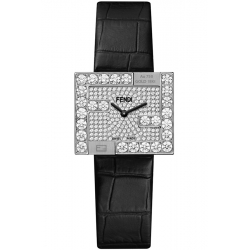 Fendi Fendimania 18K White Gold Diamond Pave Dial Watch