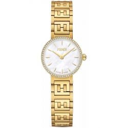 Fendi Forever Diamond Bezel White Dial Gold Bracelet 19mm Watch