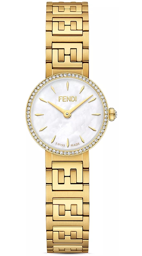 Fendi Forever Diamond White Dial Gold Bracelet 19mm Watch