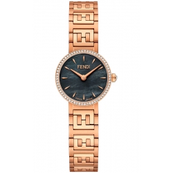 Fendi Forever Diamond Bezel Black Dial Rose Bracelet 19mm Watch
