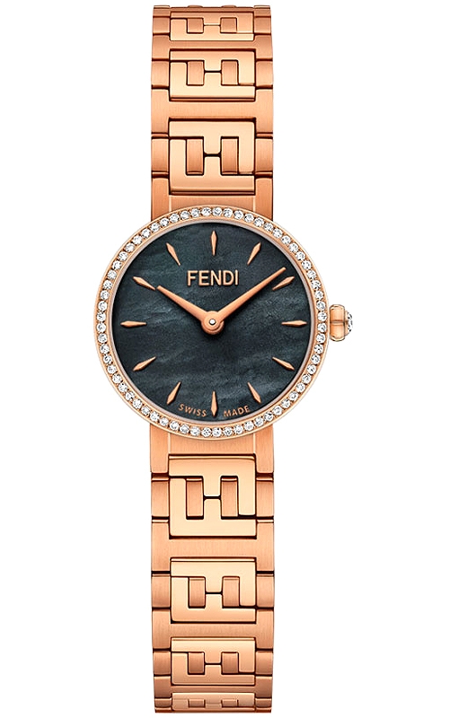 Fendi Forever Diamond Black Dial Rose Bracelet 19mm Watch