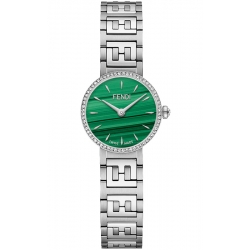 Fendi Forever Diamond Bezel Malachite Dial Steel Bracelet 19mm Watch