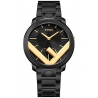Fendi Run Away 41mm Gold F Black Steel Bracelet Mens Watch F710024011C0