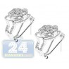 Womens Diamond Flower Huggie Earrings 14K White Gold 0.77 carat