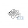 14K White Gold 0.70 ct Diamond Womens Rose Flower Ring