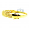 Womens Diamond Woven Bangle Bracelet 14K Yellow Gold 1.24 ct 7"