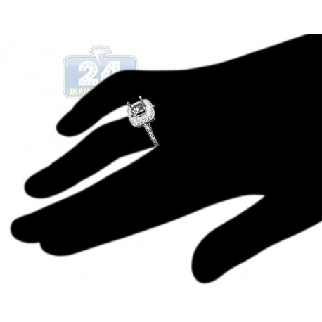 18K White Gold 0.71 ct Diamond Halo Engagement Ring Setting