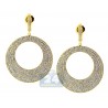 Womens Diamond Round Dangle Earrings 18K Yellow Gold 10.32 ct