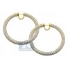 Womens Diamond Hoop Earrings 18K Yellow Gold 30.37 ct 2.25"