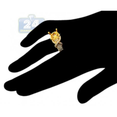 18K Yellow Gold 1.55 ct Diamond Semi Mount Setting Engagement Ring