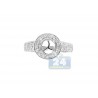 14K White Gold 0.89 ct Diamond Halo Womens Engagement Ring Setting