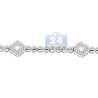 Womens Diamond Station Tennis Bracelet 14K White Gold 0.50 ct