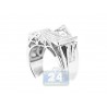 14K White Gold 2 ct Princess Cut Diamond Mens Signet Ring