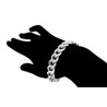 Mens Diamond Curb Link Bracelet 14K White Gold 11.73 ct 8.5"